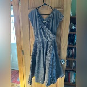 Vintage Marjorie Montgomery Cocktail Dress: Handpainted with yellow contrast